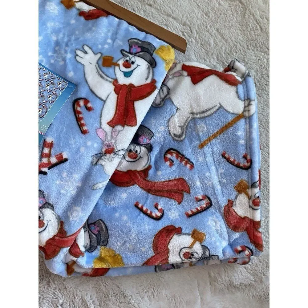 Christmas Frosty‎ The Snowman Jolly Fun Cloud Throw Blanket 60 X 70” Candy Cane